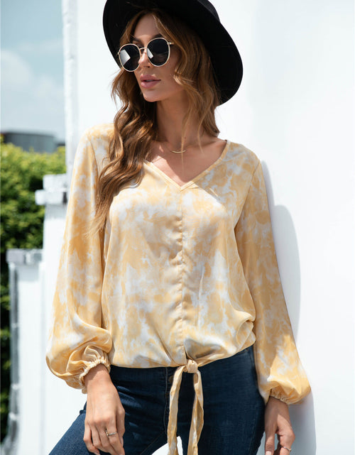 Load image into Gallery viewer, Tie-Dye Tied Balloon Sleeve Blouse
