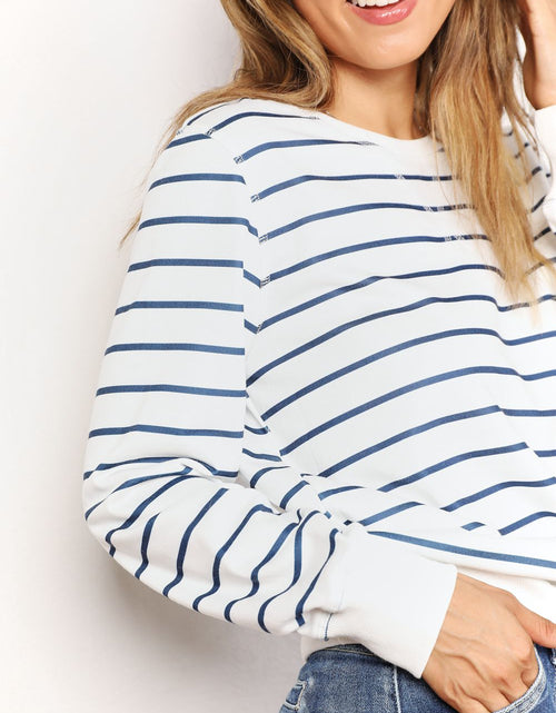 Load image into Gallery viewer, Double Take Striped Long Sleeve Round Neck Top
