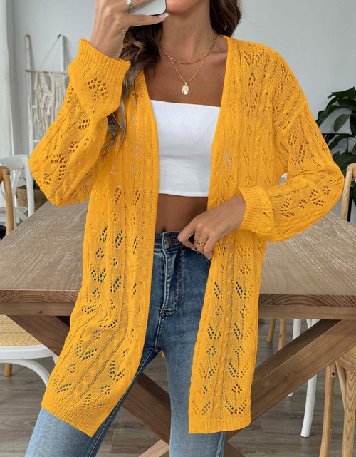 Load image into Gallery viewer, Openwork Open Front Long Sleeve Cardigan
