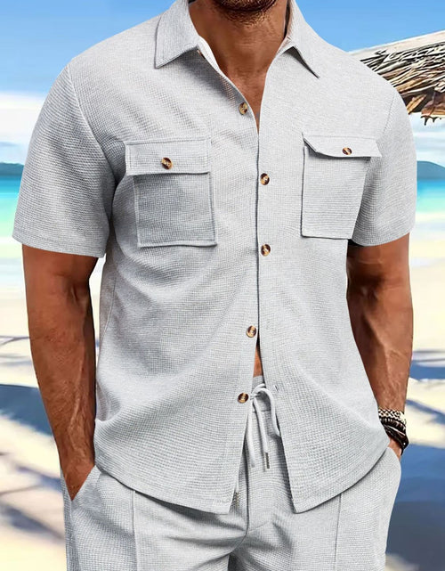 Load image into Gallery viewer, Men's Full Size Button Down Short Sleeve Shirt Plus Size
