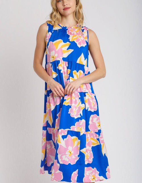 Load image into Gallery viewer, Umgee Full Size Floral Tiered Midi Tank Dress Plus Size
