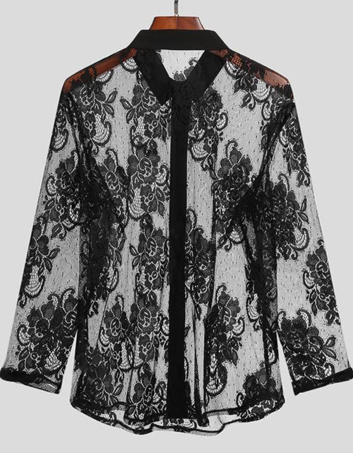 Load image into Gallery viewer, Men's Lace Button Down Long Sleeve Shirt

