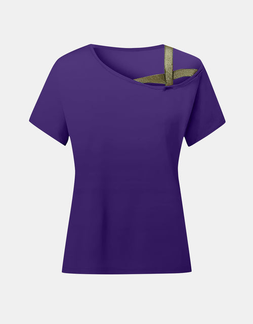 Load image into Gallery viewer, Asymmetrical Neck Short Sleeve T-Shirt
