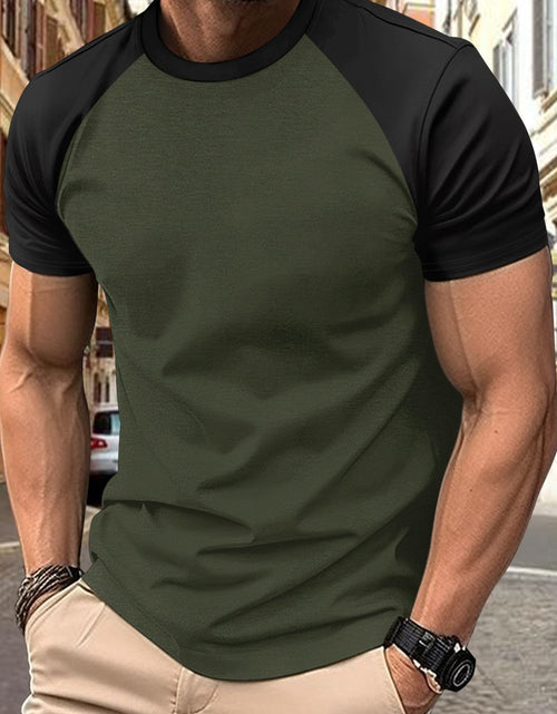 Load image into Gallery viewer, Men's Full Size Round Neck Contrast T-Shirt Plus Size
