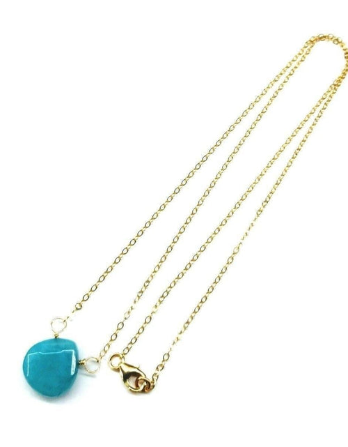 Load image into Gallery viewer, 14kt Gold Filled Aqua Jade Wire Wrap Delicate Gemstone Drop Necklace by Alexa Martha Designs
