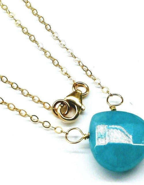 Load image into Gallery viewer, 14kt Gold Filled Aqua Jade Wire Wrap Delicate Gemstone Drop Necklace by Alexa Martha Designs
