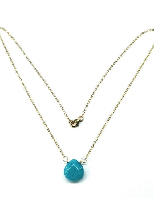 Load image into Gallery viewer, 14kt Gold Filled Aqua Jade Wire Wrap Delicate Gemstone Drop Necklace by Alexa Martha Designs
