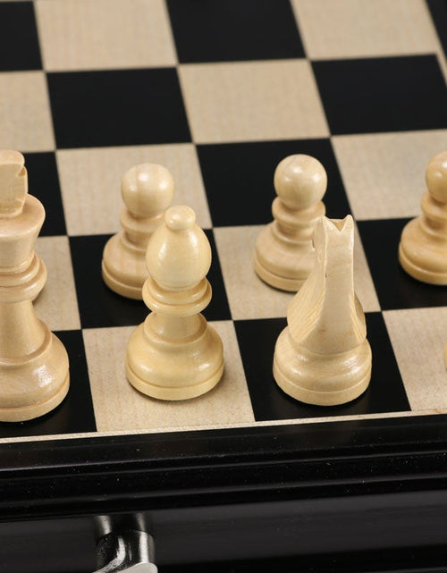Load image into Gallery viewer, 15" Wooden Chess and Checkers Set - Black by Chess House
