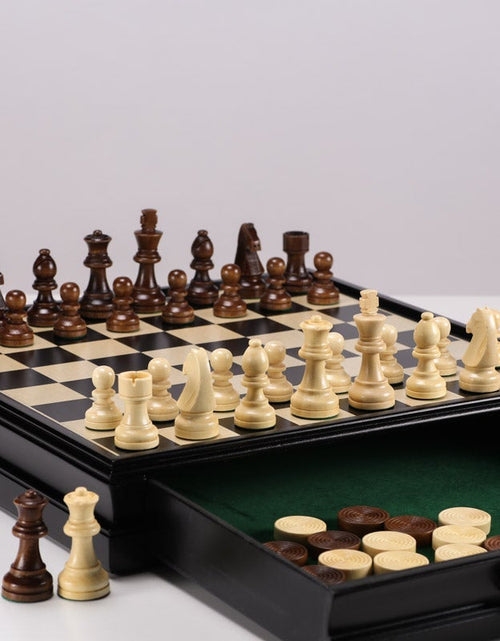 Load image into Gallery viewer, 15" Wooden Chess and Checkers Set - Black by Chess House

