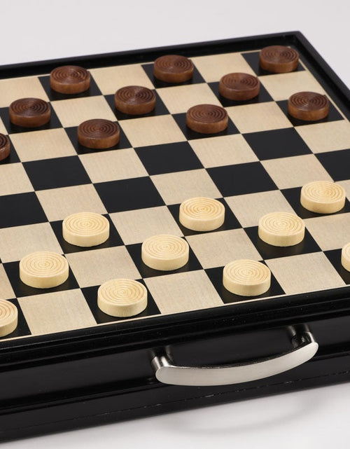 Load image into Gallery viewer, 15" Wooden Chess and Checkers Set - Black by Chess House

