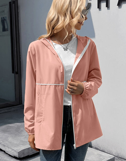 Load image into Gallery viewer, Ivy Lane Zip Up Long Sleeve Hooded Watertight Jacket

