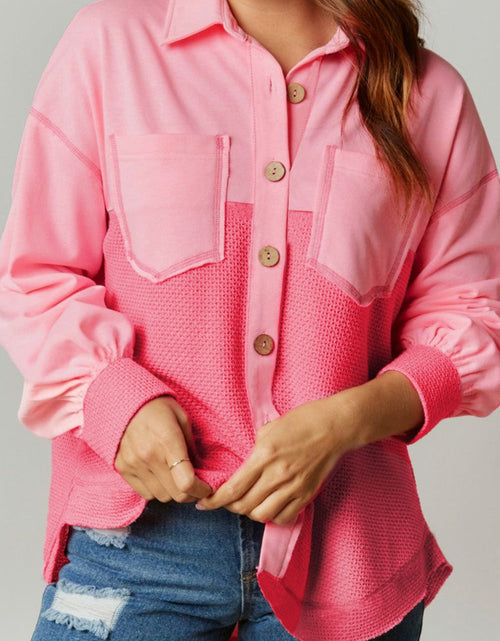 Load image into Gallery viewer, Two Tone Button Up Drop Shoulder Shacket
