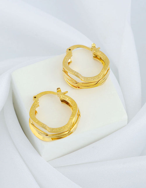 Load image into Gallery viewer, 14K Greek Gold Unique Hoop Earrings
