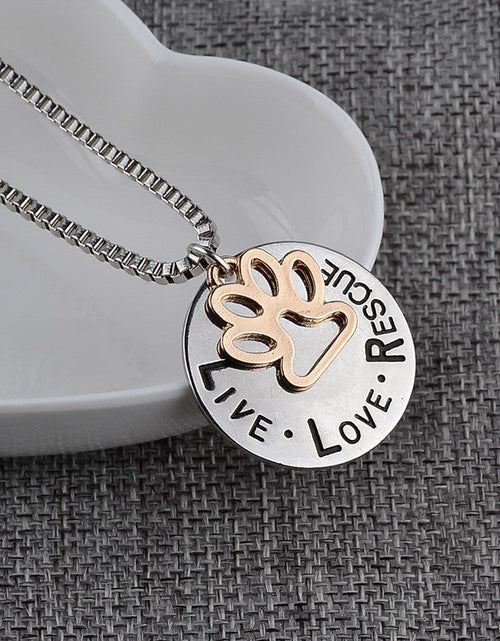 Load image into Gallery viewer, Round Dog Paw Tag Short Necklace by Furr Baby Gifts
