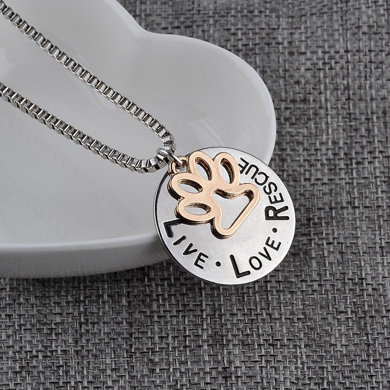 Round Dog Paw Tag Short Necklace by Furr Baby Gifts