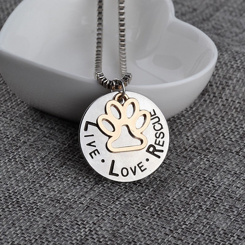 Round Dog Paw Tag Short Necklace by Furr Baby Gifts