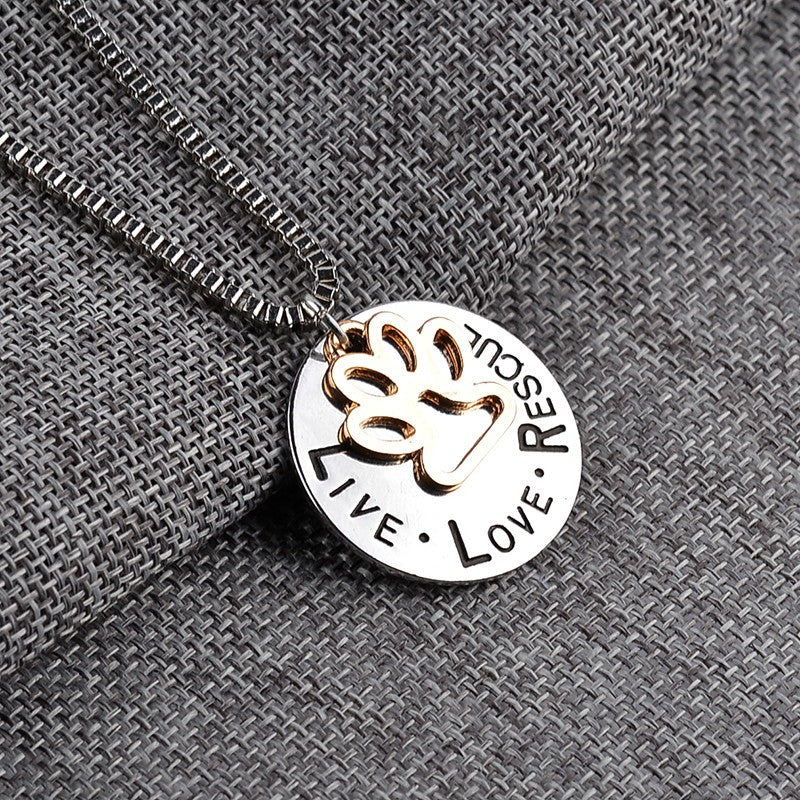 Round Dog Paw Tag Short Necklace by Furr Baby Gifts