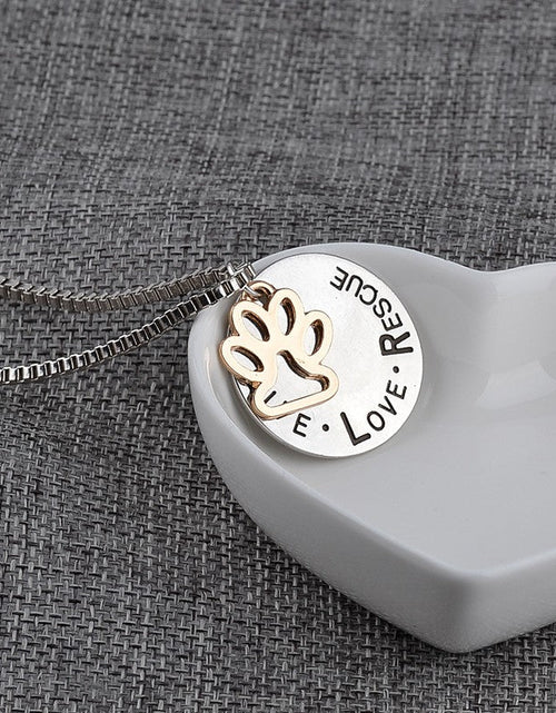 Load image into Gallery viewer, Round Dog Paw Tag Short Necklace by Furr Baby Gifts
