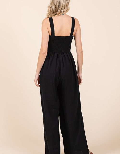Load image into Gallery viewer, Mittoshop Smocked Wide Strap Wide Leg Overalls
