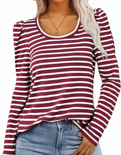 Load image into Gallery viewer, Striped Round Neck Long Sleeve T-Shirt
