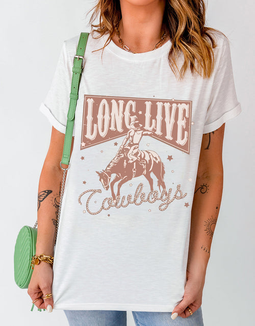 Load image into Gallery viewer, Cowboy Graphic Round Neck Short Sleeve T-Shirt
