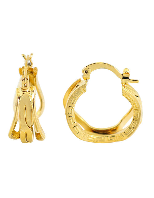 Load image into Gallery viewer, 14K Greek Gold Unique Hoop Earrings
