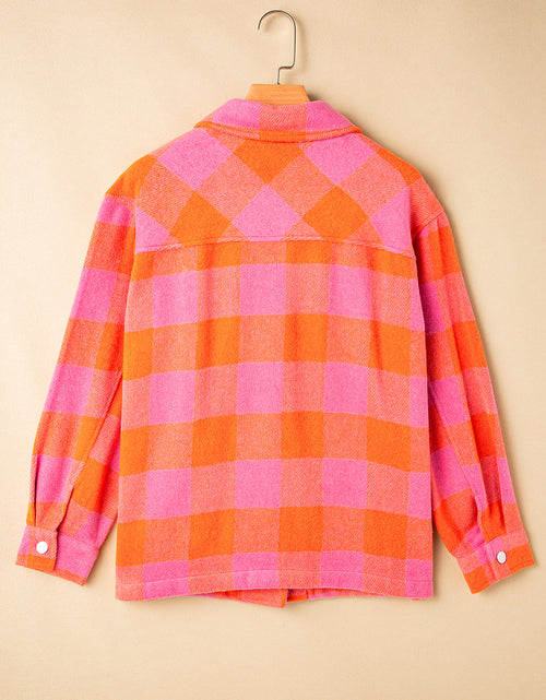 Load image into Gallery viewer, Plaid Collared Neck Button Up Jacket
