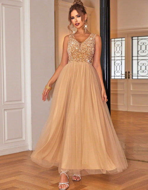 Load image into Gallery viewer, Sequin V-Neck Sleeveless Dress
