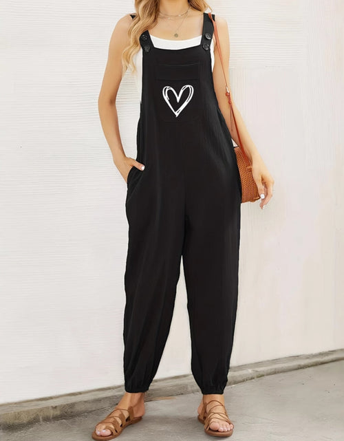 Load image into Gallery viewer, Heart Square Neck Wide Strap Overalls
