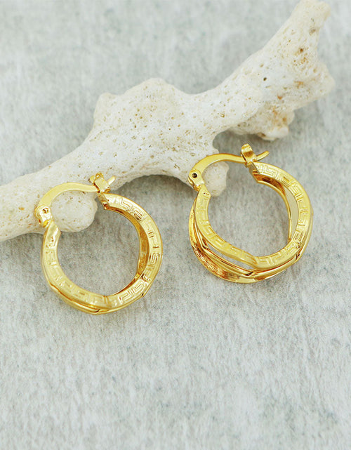 Load image into Gallery viewer, 14K Greek Gold Unique Hoop Earrings
