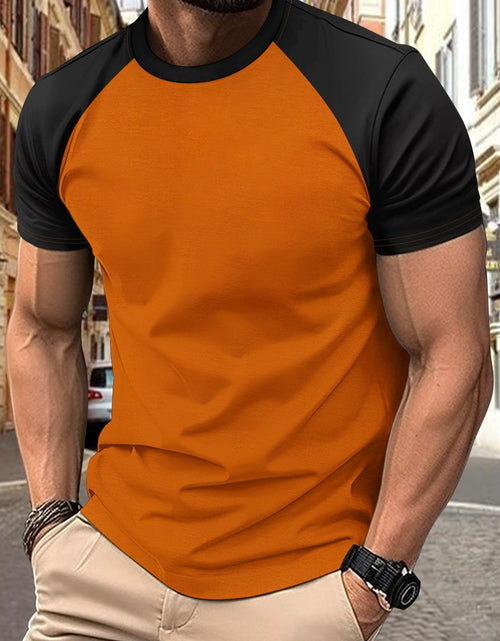 Load image into Gallery viewer, Men's Full Size Round Neck Contrast T-Shirt Plus Size
