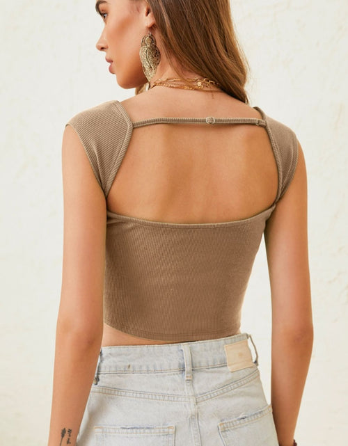 Load image into Gallery viewer, Cutout Cap Sleeve Crop Top
