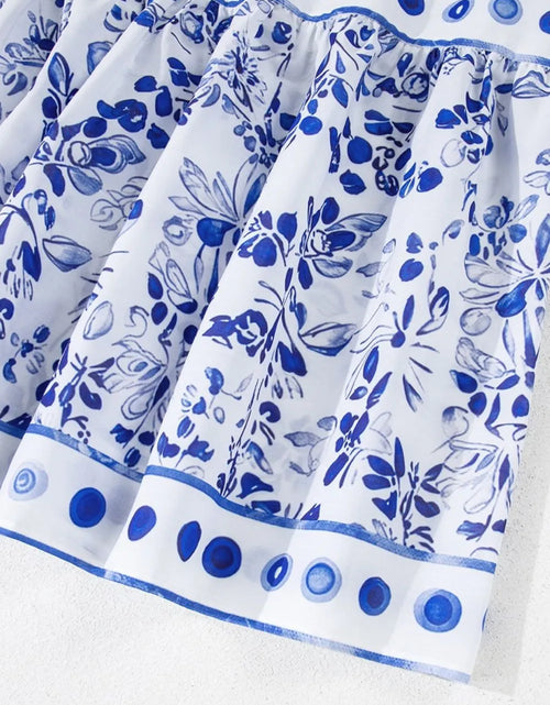 Load image into Gallery viewer, Smocked Printed Square Neck Puff Sleeve Dress
