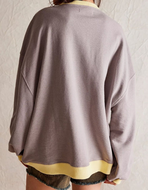 Load image into Gallery viewer, Mandy Contrast Trim Round Neck Long Sleeve Sweatshirt
