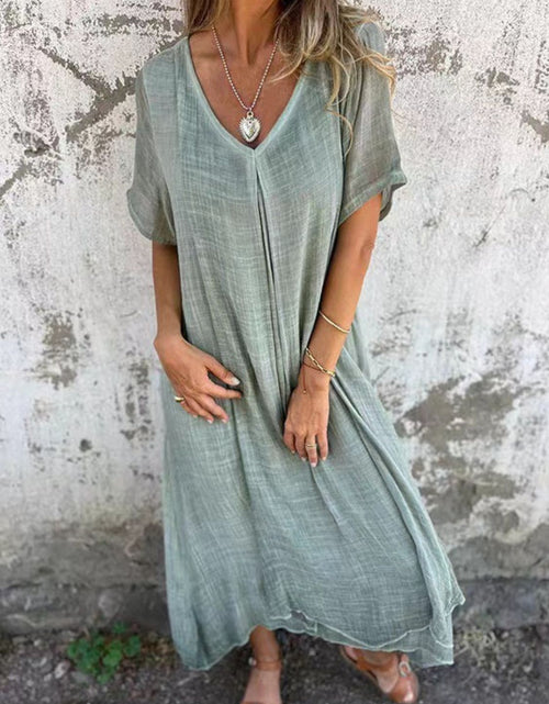 Load image into Gallery viewer, Full Size V-Neck Short Sleeve Midi Dress Plus Size
