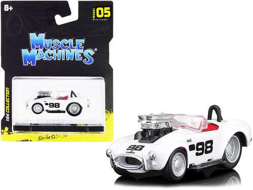 Load image into Gallery viewer, 1964 Shelby Cobra #98 White with Red Interior 1/64 Diecast Model Car by Muscle Machines
