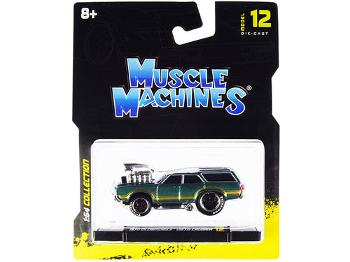 Load image into Gallery viewer, 1970 Oldsmobile Vista Cruiser 442 Green Metallic with Gold Stripes 1/64 Diecast Model Car by Muscle Machines
