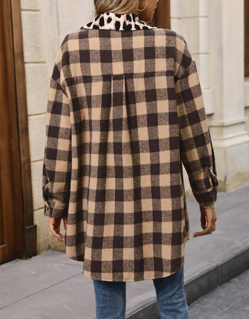 Load image into Gallery viewer, Ivy Lane Plaid Button Up Dropped Shoulder Jacket
