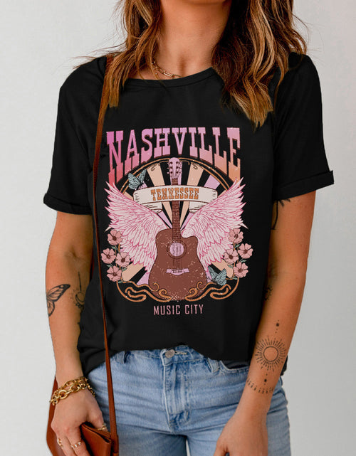 Load image into Gallery viewer, NASHVILLE TENNESSEE MUSIC CITY Graphic Round Neck Tee
