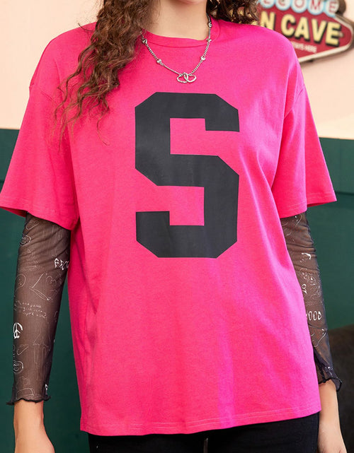 Load image into Gallery viewer, Letter Graphic Round Neck Half Sleeve T-Shirt
