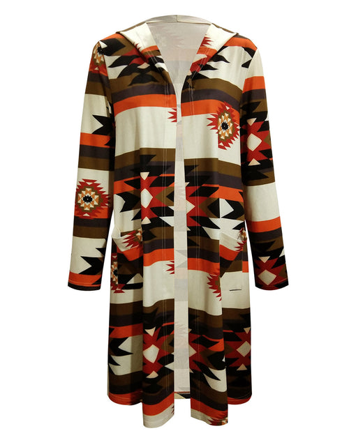 Load image into Gallery viewer, Geometric Hooded Cardigan with Pockets
