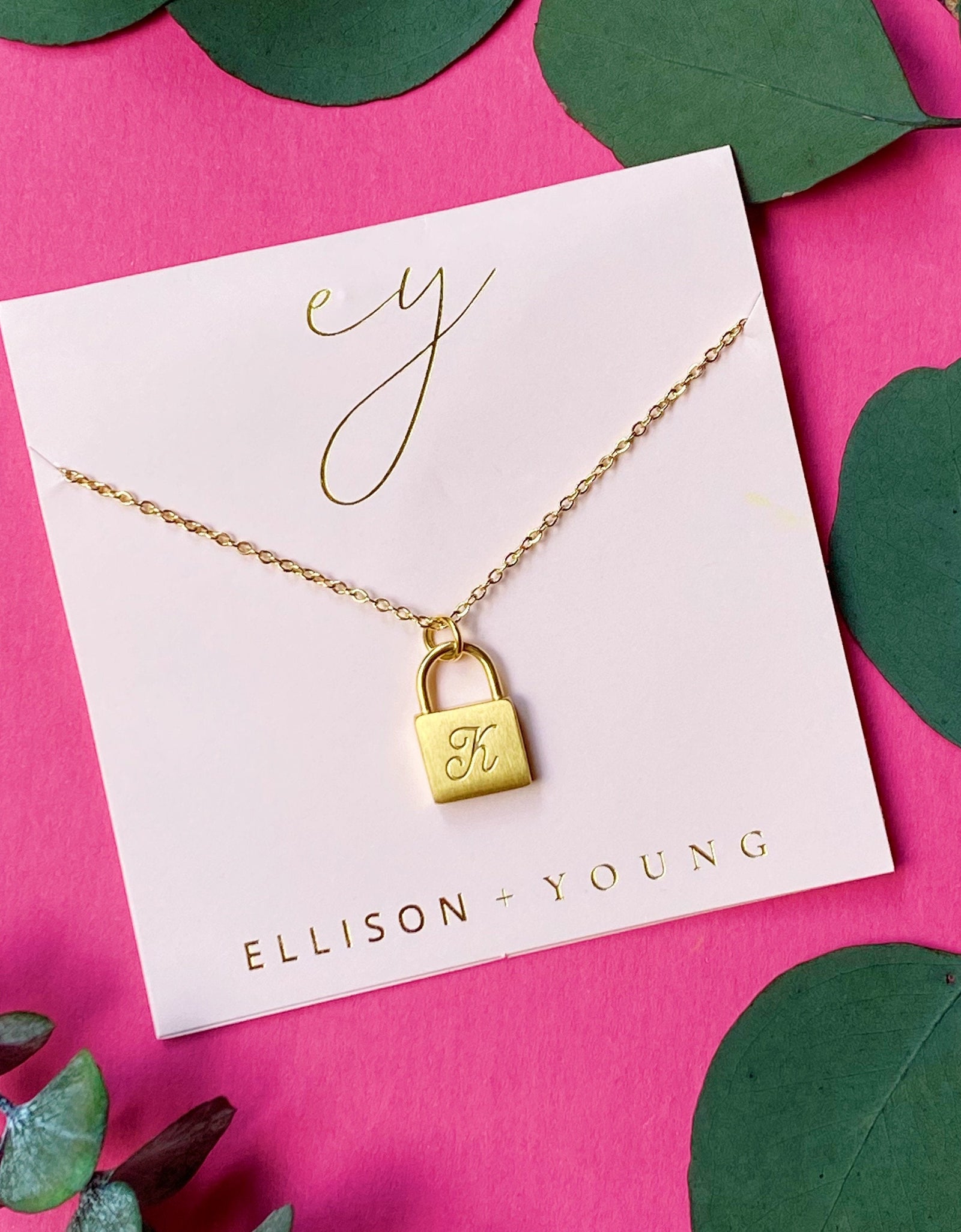 Scripted Notes Locket Initial Necklace by Ellisonyoung.com