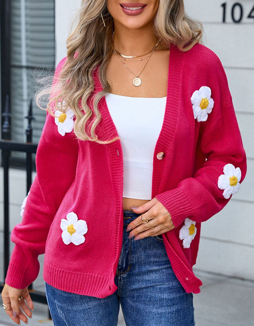 Load image into Gallery viewer, Angel Wings Crochet Flower Button Up Cardigan
