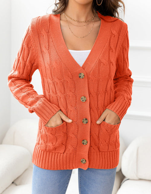 Load image into Gallery viewer, Button Down Cable-Knit Cardigan
