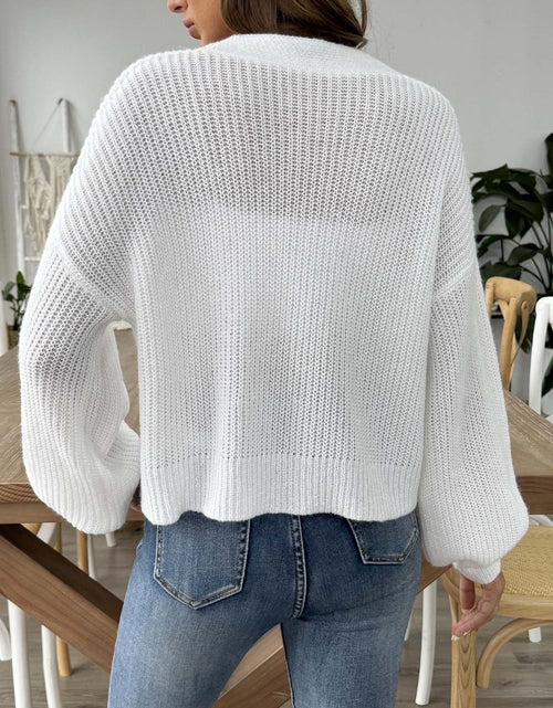 Load image into Gallery viewer, Heart Button Down V-Neck Long Sleeve Cardigan
