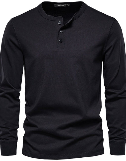 Load image into Gallery viewer, Men's Full Size Quarter Button Round Neck Long Sleeve T-Shirt Plus Size
