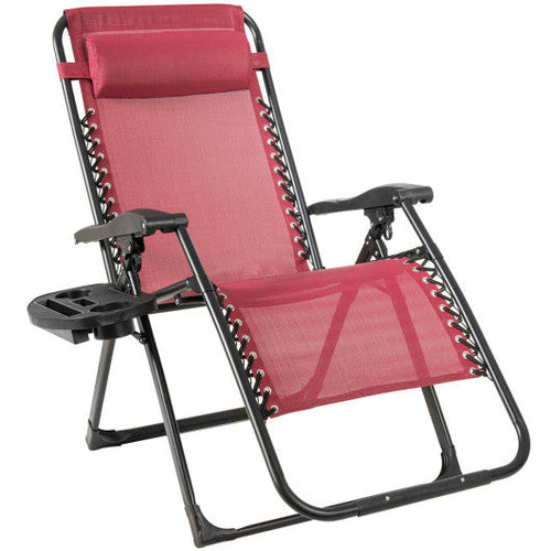 Load image into Gallery viewer, Oversize Lounge Chair Patio Heavy Duty Folding Recliner-Dark Red
