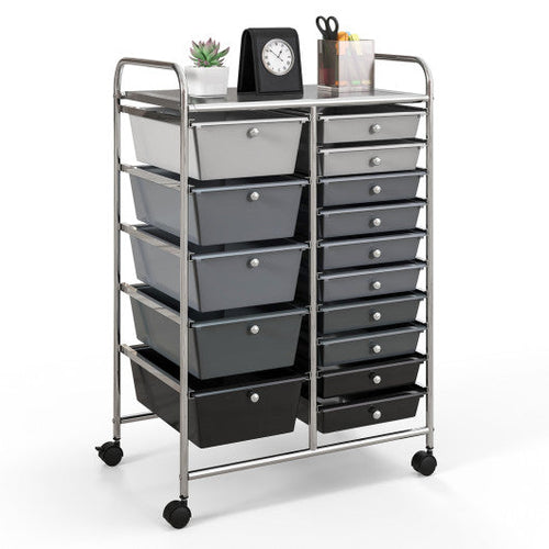 Load image into Gallery viewer, 15-Drawer Utility Rolling Organizer Cart Multi-Use Storage-Black &amp; Gray
