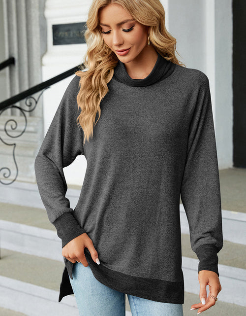 Load image into Gallery viewer, Slit Mock Neck Long Sleeve T-Shirt
