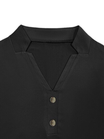Load image into Gallery viewer, Decorative Button Notched Long Sleeve T-Shirt
